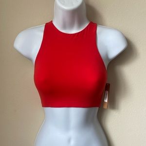 SKIMS XS FITS EVERYBODY HIGH NECK BRA | COLOR-RUBY | SIZE- XS